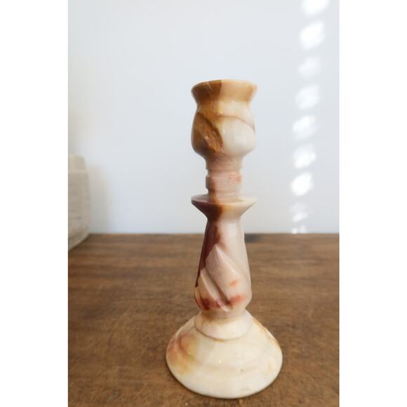 Vintage Hand Carved Onyx Candle Holder 6.25" Tall - Picture 4 of 5